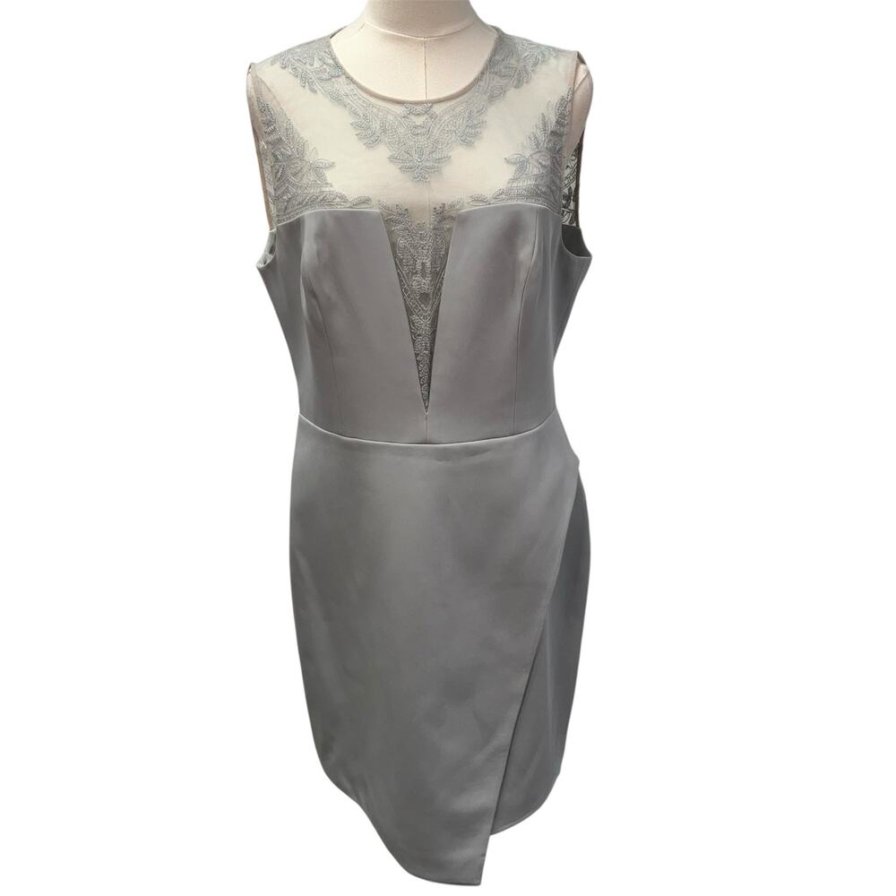 New‎ BCBG Maxazria Kinsley Cocktail Dress Womens 12 Haze Sheath Blue